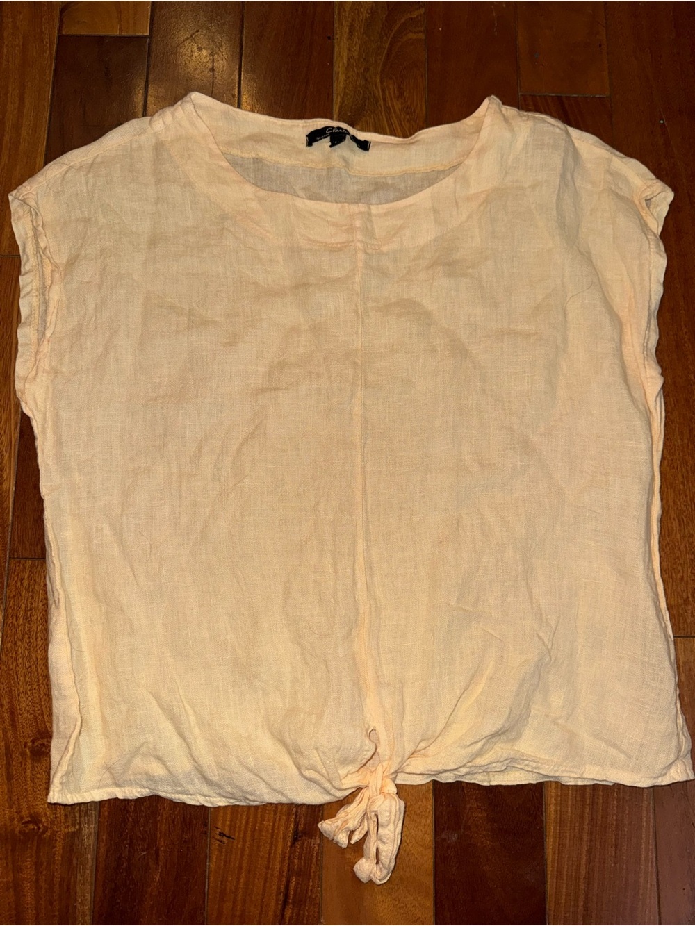 Charlie B Light Peach Tie-Front Linen Top - Women